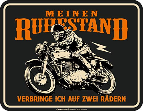 Deko Blechschild als Geschenk für Biker Rentner - Meinen Ruhestand verbringe ich auf zwei Rädern