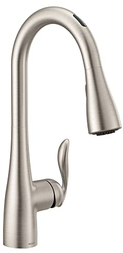 Moen Arbor Spot Resist 7594EVSRS Robinet de cuisine intelligent sans contact mains libres avec pulvérisateur à tirette avec commande vocale et boost de puissance
