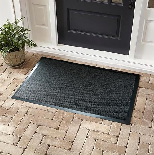Heavy Duty Dirt Trapper Door Mat, Non-Slip PVC, Anthracite, 50x80cm