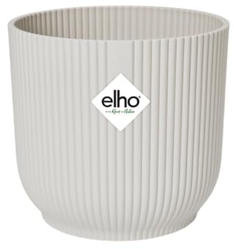 Elho Vibes Fold Round 14 - Macetero por Interior - 100% Plástico Reciclado - Ø 14.1 x H 12.9 cm - Blanco/Silky White