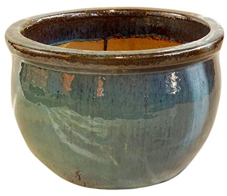 TucanoHamburg Blumentopf, Modell Bamboo in Jade, grün/blau 50x32cm, frostfest