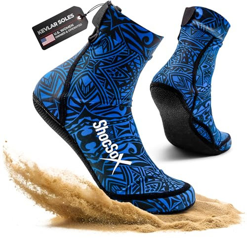 ShocSox ArmorTex® Beach-Volleyball-Socken und Sand-Fußballsocken mit ArmorTex®-Sohle, langlebigste Strandsocken (USA, Alpha, XL, regulär, regulär, blau, polynesisch)