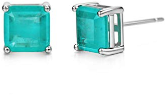 Michooyel 925 2ct Paraiba Ohrstecker Solitär 4 Zinken Fassung Turmalin Ohrringe Edelstein Schmuck Damen