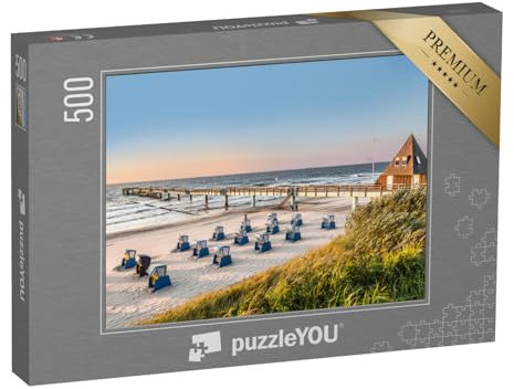 puzzleYOU: Puzzle 500 Teile „Strandkörbe: Foto vom frühen Morgen an der Ostsee“ – aus der Puzzle-Kollektion Ostsee, Usedom