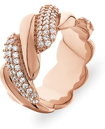 JETTE Damen-Damenring 925er Silber 102 Zirkonia 53, Roségold 32021376