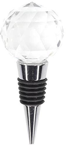 AMDesign Flaschenverschluss Flaschenkorken Stopfen Prisma Rund Glas 10cm Transparent Silber