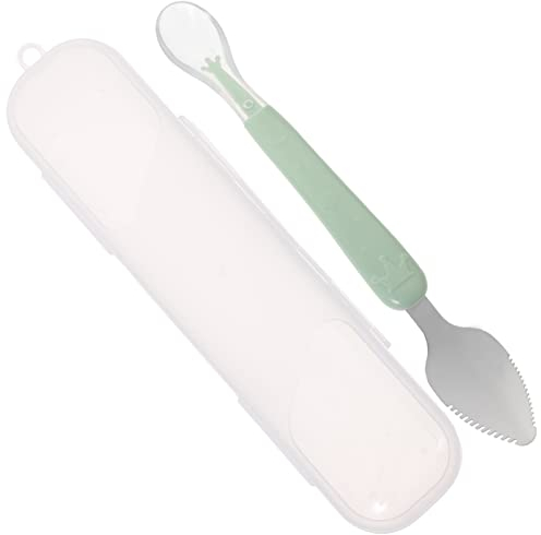 Alipis Silicone Spoon with Fruit, First Feeder Spoon Safety Food Spoons for Infant, Toddler, Kids, Gifts for Babies, Parents (Green)
