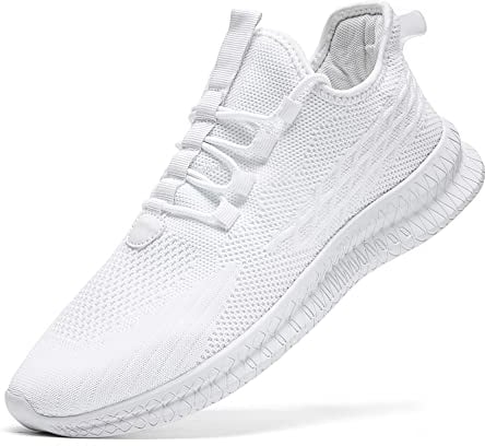 EGMPDA Schuhe Herren Sneaker Laufschuhe Turnschuhe Sportschuhe Herren Laufschuhe Outdoor Fitness Gym Schuhe Herren Sneaker weiß 39