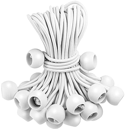 AllRight 50 Stück Spanngummi mit Kugel 16cm Planenspanner mit Kugel Gummischlaufen Expanderschlinge Zeltgummis Expanderschlingen Spanngummis für Partyzelte Planen Plakate Werbebanner weiß