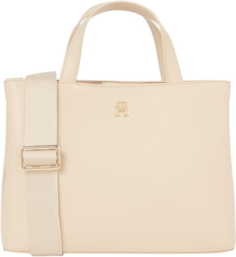 Tommy Hilfiger Damen Tasche Essential Satchel mit Reißverschluss, Beige (White Clay), Onesize