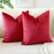 JOTOM Samt Kissenbezug Kissenhülle Sofakissen Dekokissen Kissenbezüge für Sofa Wohnzimmer Schlafzimmer 2er Set 45x45 cm Rot