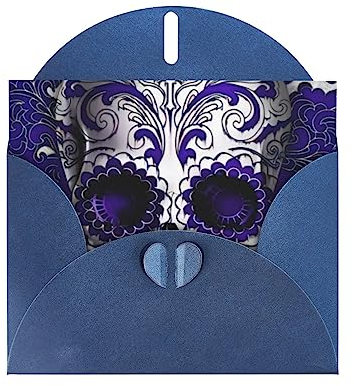 Blau-violette Floser und Zuckerhorror-Totenkopf-Grußkarte: 10,2 x 15,2 cm, für Geburtstagskarte, Party-Einladungskarte