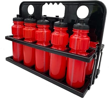 RHINOS sports Trinkflaschen 10er Set 750 ml mit Halter | rot