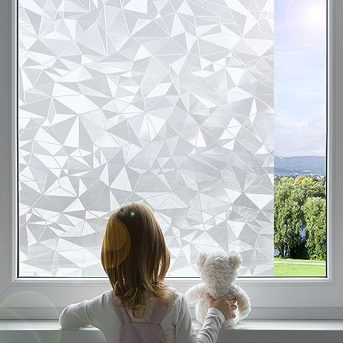 Linarun Fensterfolie Blickdicht Selbsthaftend,Sichtschutzfolie Fenster Innen Statische Fensterfolie ohne Kleber,Fenster Folie Blickschutz für Bad Kinderzimmer 30x200cm