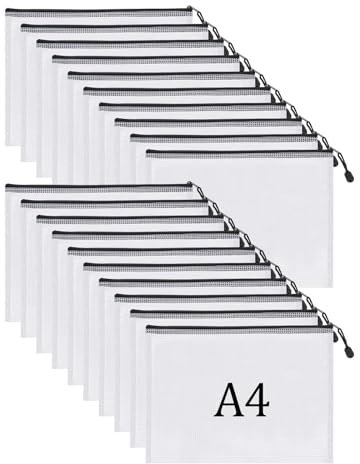 Crhoeiq Dokumententasche A4, 12 Stücke Dokumententasche A4 Reißverschluss, Wasserdichte Dokumententaschen Zipper Beutel für Datei, Papier, Dokumente, Kosmetika und Reiseutensilien