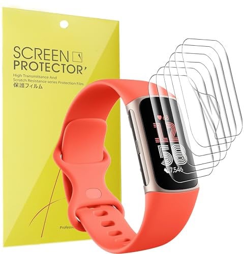 Blueshaweu 6 Pièces Protection Écran pour Fitbit Charge 6 Smartwatch - sans Bulles Haute Définition Qualité Supérieure Transparent Doux TPU Film Protection (6 Packs)