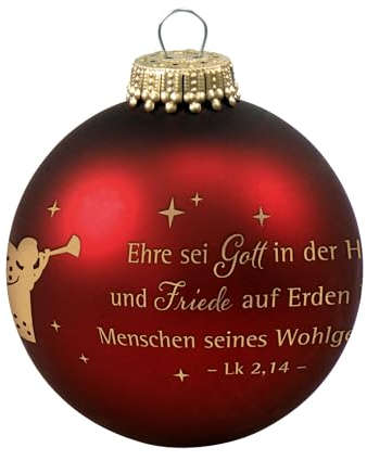 Christbaumkugel bordeaux 'Ehre sei Gott in der Höhe und Friede auf Erden bei den