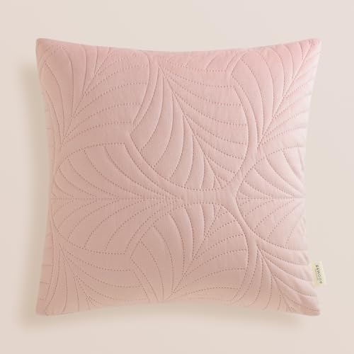 ROOM99 Housse de Coussin Feel 45 x 45 cm Taie d'oreiller pour Coussins Canapé avec Fermeture éclair Invisible Velours Rose poudré