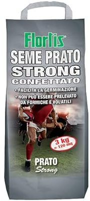 Flortis Strong. Semi per prato confettati. Semi incapsulati anti formiche e volatili. Semenze per prati soggetti a usura ideali per manto sportivo. Semi prato resistente. Sementi per prato fino 120m²