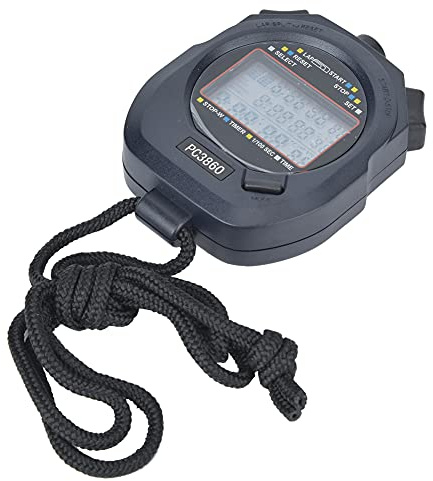 POENVFPO 3860 Elektronische Stoppuhr, Digitaler Sport-Stoppuhr-Timer, Wasserdichter Uhrentimer für Trainer, Schwimmen, Laufen, Sporttraining