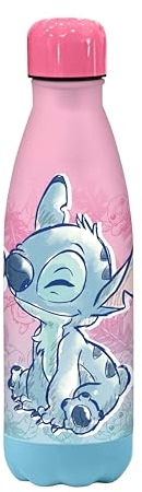 Disney Stitch Bouteille Réutilisable, Gourde D'eau Stitch et Angell Design en Acier Inoxydable pour Filles, Bouteille de Voyage, Capacité 500 ML