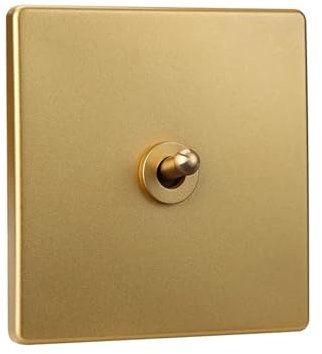 Wall Light Brass Lever Toggle Switch Champagne Gold Matte Panel For Home Decoration MQXFCZUX(1-Gang 2 Way Switch)
