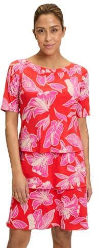 Betty Barclay Damen Stufenkleid Kurzarm 42, Red/Purple
