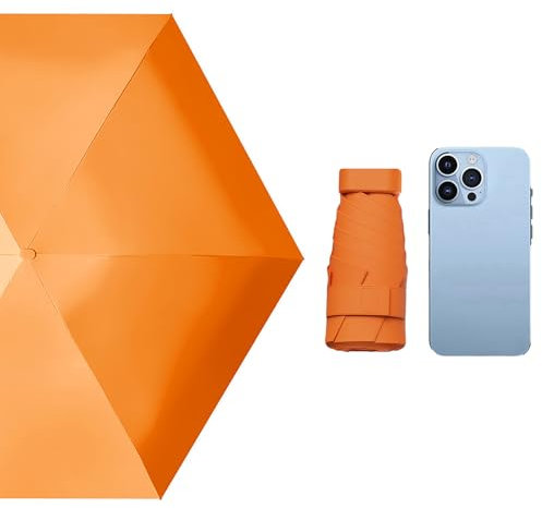 Tebeban Mini Sun Reiseschirm - Kleiner kompakter UV-Schutz, leichter Mikro-Taschenschirm für Mädchen und Frauen (Orange)