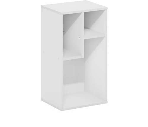 Furinno Daly Bücherregal mit 3 Würfeln und unregelmäßigen Würfeln, Aufbewahrungs-Organizer, Weiß