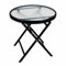 Nexos Trading Beistell-Tisch mit Glasplatte Gartentisch Terrassentisch Veranda-Tisch Balkontisch - Platte: transparent – Gestell Schwarz – Ø 45 cm