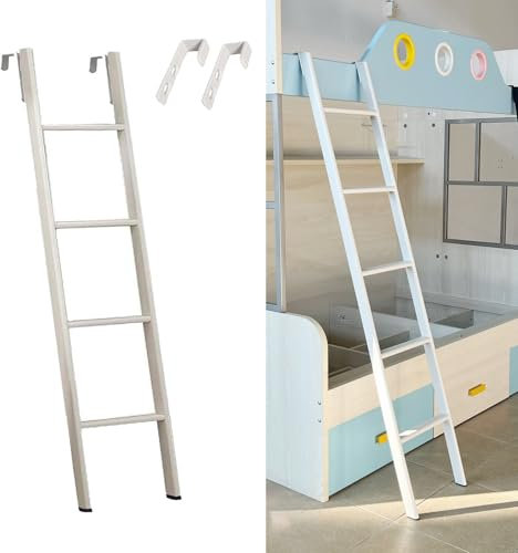 Scaletta Letto a Castello 116/130/140/150/160/170/180/185cm Scala per Letto a Castello in Metallo, Scale per Soppalco Camper con Ganci, Scala per Soffitta Seminterrato/Scala di Fuga(116cm/45)