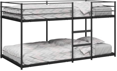 Festnight Etagenbett 2 Kinder Etagenbett Stockbett Hochbett 90 x200 cm Metall Doppelstockbett 90x200 Metallbett Jugendbett Kinderbett Stahl-Schwarz-