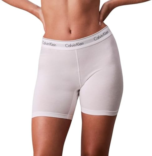 Calvin Klein Women’s Hipster Boyshorts with Logo Waistband, White (White), L