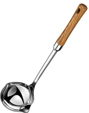 Alipis 2 Stck. Ölfilter Löffel küchenmaschiene kochgeschirr Küchenutensilien kitchen zubehör kocher Fettsieb Pumpe Tank Scoop trennschleifer Holzgriff Suppe Ölabscheider Rostfreier Stahl