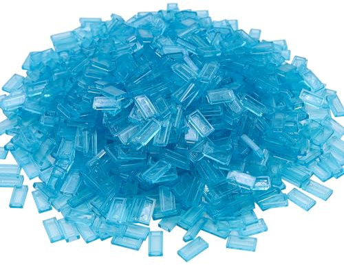 INNAL 1000 Stück Classic Bulk Bausteine Flachsteine,Blue Bricks Bulk Flachsteine,Transparent Hellblau 1×2 Fliesen,Durchsichtigen Steinen für Kinder ab 3 Jahren,Kompatibel mit Großen Marken