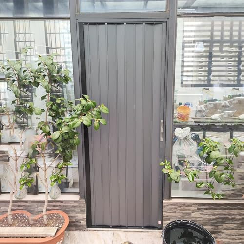 Puerta corredera plegable de aluminio para ahorrar espacio interior, pantalla de privacidad personalizable (72 x 80 pulgadas), ideal para separadores temporales de habitaciones y espacios pequeños.