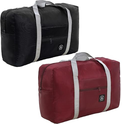ZenyTra 2-Pack Foldable Duffle Bag - Lightweight Travel Holdall for Weekend, Gym, and Carry-On, Large Capacity Tear-Resistant Duffel Bag for Women and Men, Perfect as Luggage Companion
