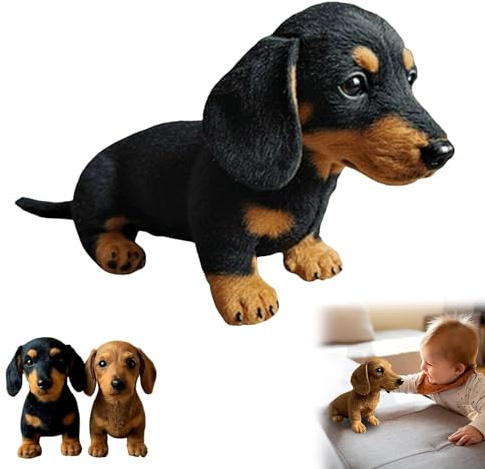 Generisch Dackel Kuscheltier,Emotionale Heilung Stress Lindert,Fühlt Sich Wie Echt An Hund,Süßes Realistisches Wurst Hunde Schlaf Plüschkissen (A)