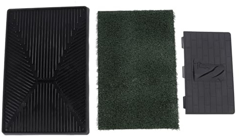 Dog Grass Pee Pads, Reusable Puppy Training Mat, 3 Layer System Artificial Grass Potty Tray with Drainage Base, Easy to Clean Indoor Pet Toilet for Small Dogs Cats (Large Size with Baffle)