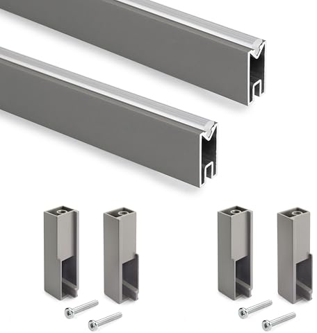 Emuca - Schrankstangen-Set Luxe, 0,75 m, Titane, Aluminium und Kunststoff, 1 set
