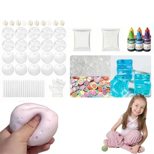 Pessrrtewg 20 Stressbälle zum Selbermachen, DIY-Stressball-Bastel-Set mit Luftpumpe, Erweiterungswerkzeug und Füllstoffen, für Erwachsene, 20 Kugeln, Unisex