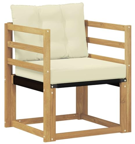 vidaXL Outdoor-Sofa Massives Akazienholz und Textilene Weiß, Balkon Garten Sofa, rechteckige Garten-Lounge Sitzgruppe, strapazierfähige Möbel für entspannte Terrassenstunden