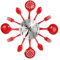 CIGERA 14 Kitchen Cutlery Wall Clock with Forks and Spoons for Home Decor,Red