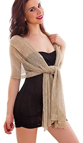 Toocool - Damen Schal Stola Lurex Elegante Schal Zeremonie Schulterbezüge neu LE-01, gold, Einheitsgröße
