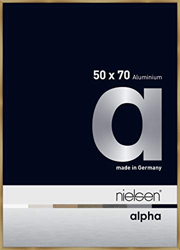 nielsen Bilderrahmen, 50 x 70 cm, Aluminium, Amber matt, Posterrahmen zum Aufhängen im Hoch- & Querformat, Echtglas, Alpha