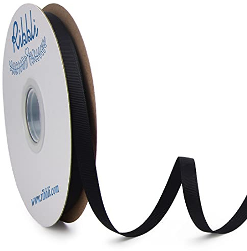 Ribbli Black Grosgrain Ribbon, 3/8 inches x Continuous 50 Yards, Use for Bows DIY Hair Accessories,Gift Wrapping, Craft and Sewing