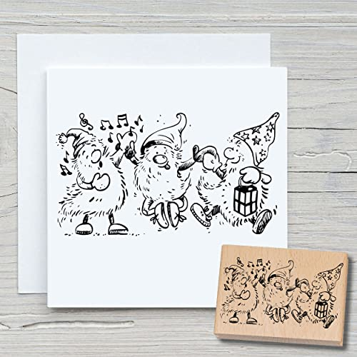 NEWSTAMPS Stempel Wichtel 04 Motivstempel aus Holz & Gummi zum Karten und Geschenke basteln, Holzstempel für Weihnachten, Weihnachtskarte, Advent, Scrapbook, Textilstempel, Deko, Freunde