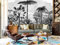 Papier Peint Panoramique 3D Jungle Soie,410x280cm 3D Personnalisé, Papier Peint Noir et Blanc Cocotier, Papier Peint Affiche, pour Décoration Chambre Coucher Salon Chambre D'enfant