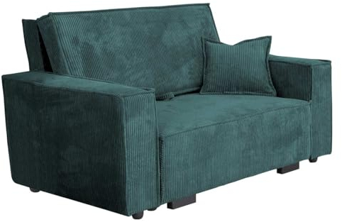 Mirjan24 Sofa Viva Star Cord II mit Schlaffunktion, 2 Sitzer Polstersofa mit Bettkasten inkl. Kissen, Schlafsofa, Bettsofa, Wohnlandschaft, Farbauswahl, Sofagarnitur (Poso 125)