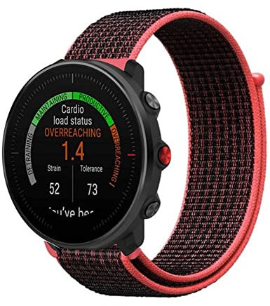 Strap-it Nylonarmband - kompatibel mit - Polar Vantage M - Armband - Schwarz/Rot - fur Grit X - Grit X Pro - Vantage V3 - Vantage M2